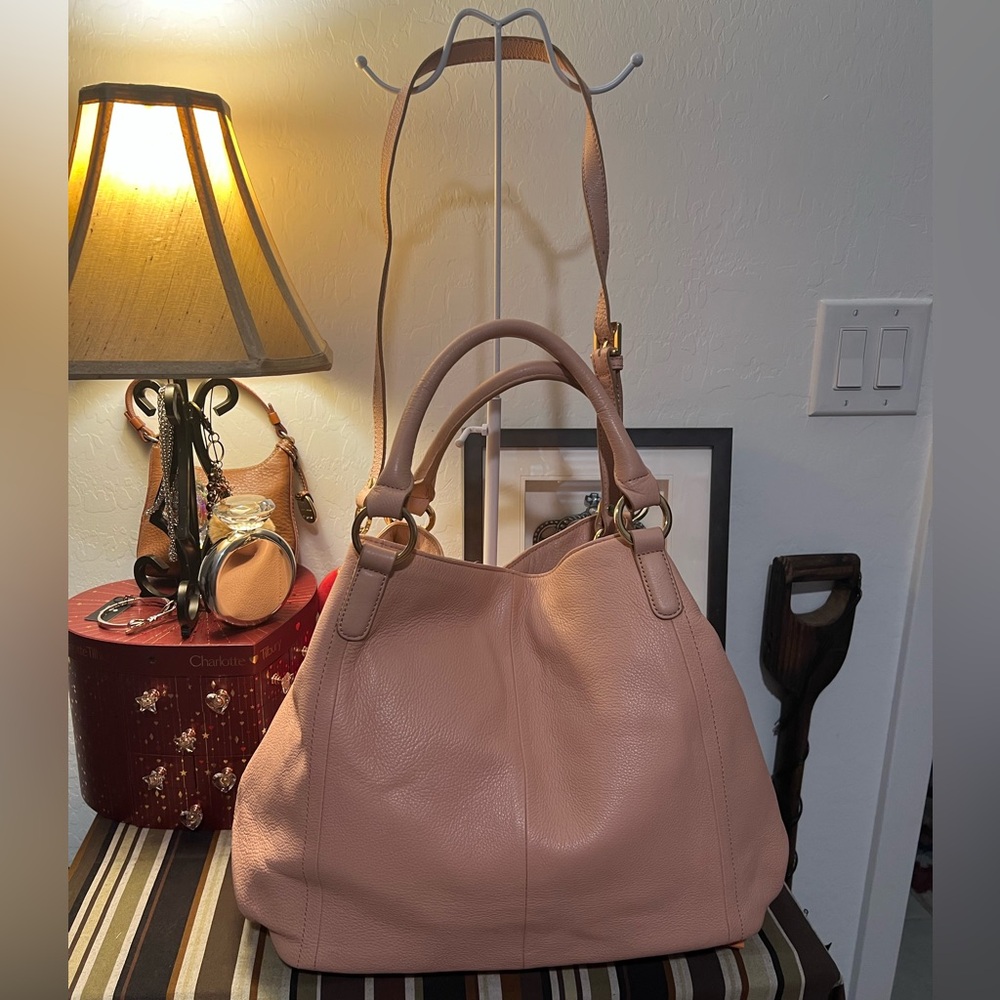 Gili Pink Leather Hobo Handbag Crossbody - Picture 2 of 16